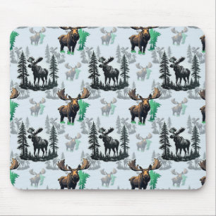 Elk Moose Antlers Herten Patroon Ontwerp Muismat