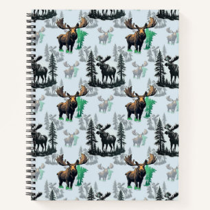 Elk Moose Antlers Herten Patroon Ontwerp Notitieboek
