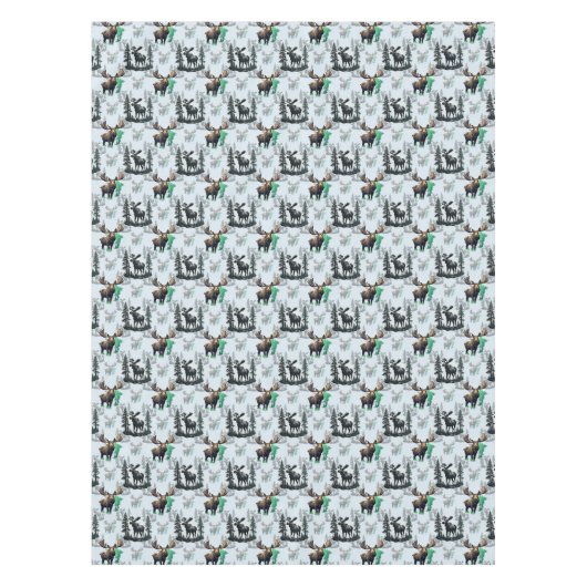 Elk Moose Antlers Herten Patroon Ontwerp Tafelkleed (Voorkant)