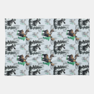 Elk Moose Antlers Herten Patroon Ontwerp Theedoek