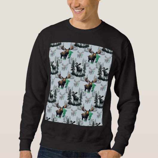 Elk Moose Antlers Herten Patroon Ontwerp Trui (Voorkant)