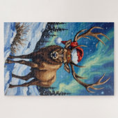 Elk Noble Bull Under the Northern Lights Hat Legpuzzel (Horizontaal)