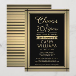 ELK nummer Pensioen Partij Cheers Zwart en Goud Kaart