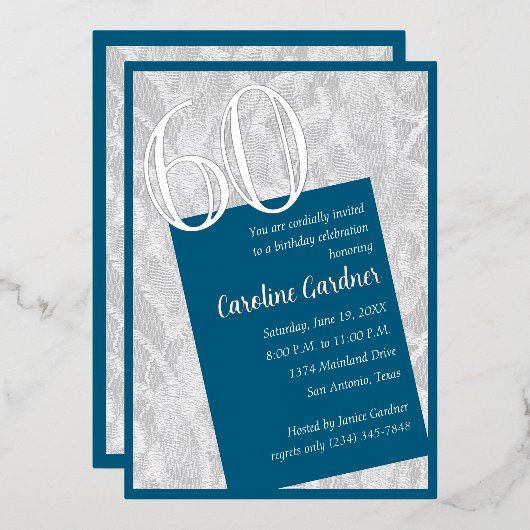 Elk nummer Verjaardag Elke kleur w / Kant Folie Uitnodiging (Voorkant / Achterkant)