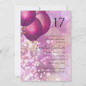 Elk nummer verjaardag roze ballonnen uitnodiging (Voorkant)