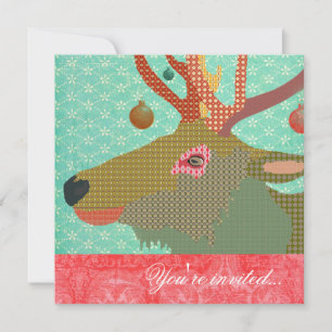 Elk Ornament Turquoise Red Kaart