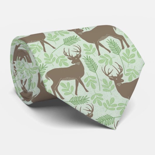 Elk Pattern Green Natuur Stropdas (Opgerold)