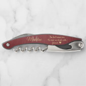 Elk Quote Script Monogram Geborsteld Bourgondië &  Kurkentrekker (Achterkant)