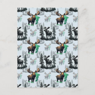 Elk rendier geweien herten patroon ontwerp briefkaart