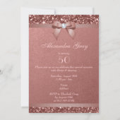 Elk Roos op jaardag Gold Glitter Diamond Bow Kaart (Achterkant)