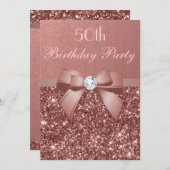 Elk Roos op jaardag Gold Glitter Diamond Bow Kaart (Voorkant / Achterkant)