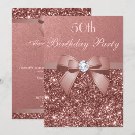 Elk Roos op jaardag Gold Glitter Diamond Bow Kaart
