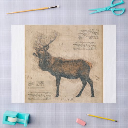 Elk Rustic Grunge Drawing Tissuepapier (Craft)