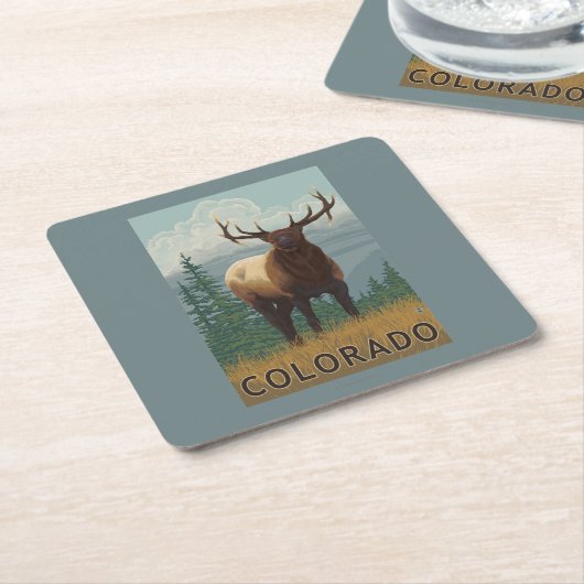 Elk SceneColorado Kartonnen Onderzetters (Schuin)