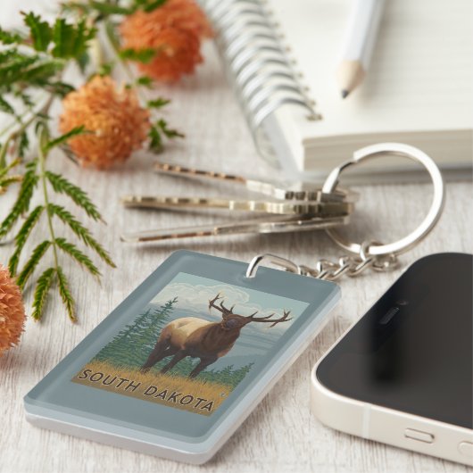 Elk SceneSouth Dakota Sleutelhanger (Voorkant Rechts)
