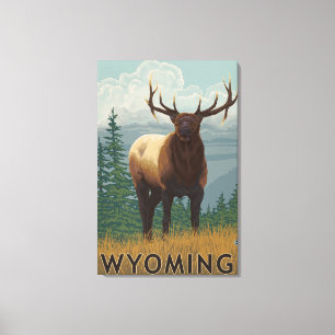 Elk SceneWyoming Canvas Afdruk