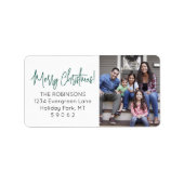 Elk script Kerst foto groen retouradres Etiket (Voorkant)