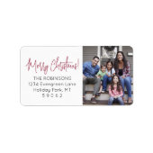 Elk script Kerst foto rood retouradres Etiket (Voorkant)