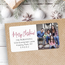 Elk script Kerst foto rood retouradres Etiket