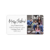 Elk script Kerstmis foto Modern retouradres Etiket (Voorkant)