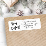 Elk script Modern Brushed Christmas Return-adres Etiket<br><div class="desc">Voeg een stijlvolle finishing touch toe aan de enveloppen van de vakantiepas met moderne, aangepaste adreslabels. Alle tekst op deze sjabloon Prettige feestdagen is eenvoudig te personaliseren met elke formulering, zoals Vrolijk kerstfeest, Seizoenen, Groeten of Gelukkig Nieuwjaar. Het zwart-wit ontwerp is voorzien van moderne geborstelde script kalligrafie en klassieke minimalistische...</div>