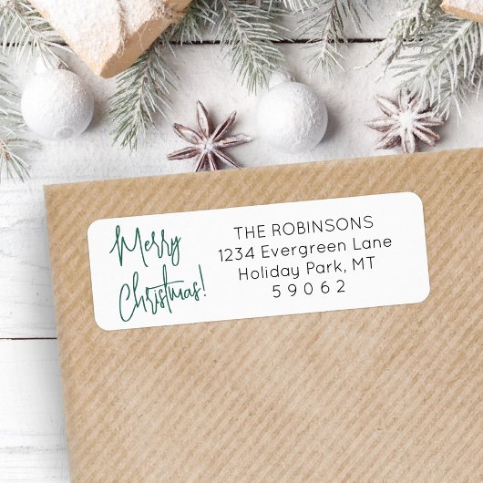 Elk script Modern Green Christmas Retouradres Etiket