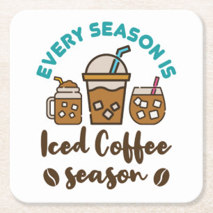 Elk Seizoen Is Ijs Koffie Seizoen Kartonnen Onderzetters
