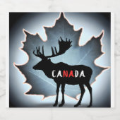 Elk silhouet en esdoornblad bier etiket (Enkel label)