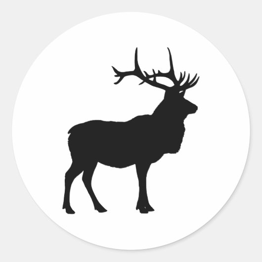 Elk Silhouet Ronde Sticker (Voorkant)