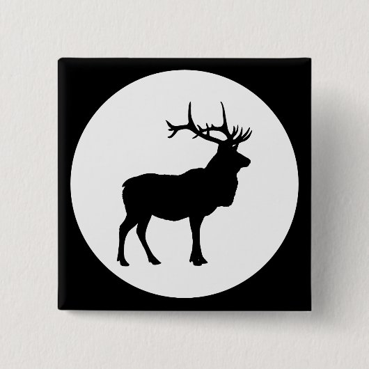 Elk Silhouet Vierkante Button 5,1 Cm (Voorkant)