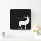 Elk Silhouet Vierkante Klok (Huis)