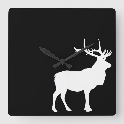 Elk Silhouet Vierkante Klok (Voorkant)