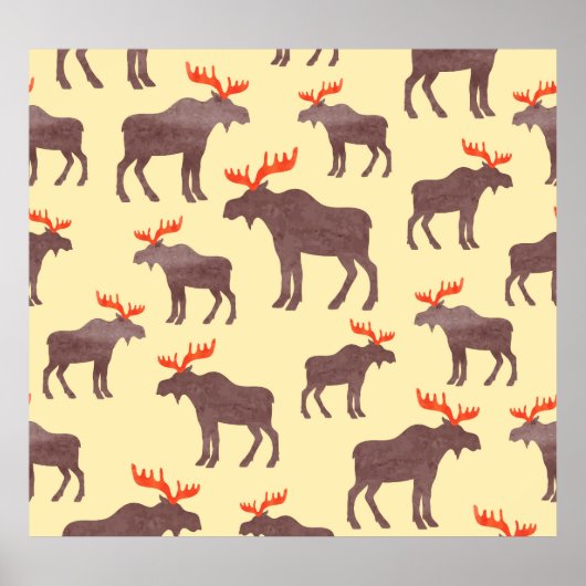  elk silhouet, waterverf poster (Voorkant)