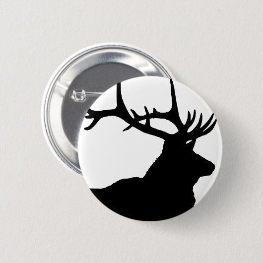 Elk Silhouette Ronde Button 5,7 Cm (Voorkant /achterkant)