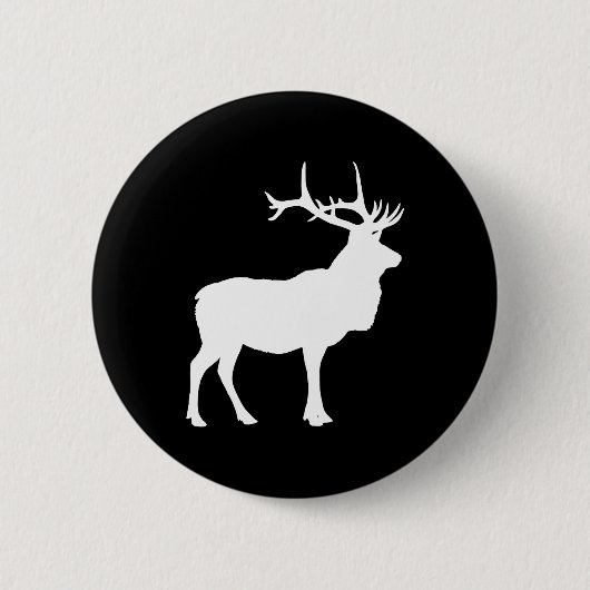 Elk Silhouette Ronde Button 5,7 Cm (Voorkant)