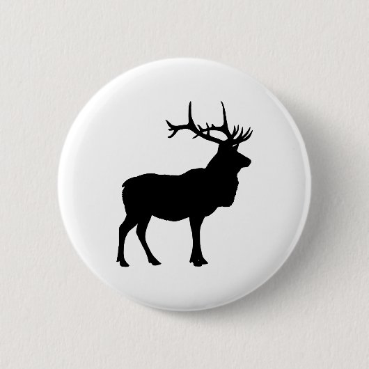 Elk Silhouette Ronde Button 5,7 Cm (Voorkant)