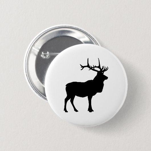 Elk Silhouette Ronde Button 5,7 Cm (Voorkant /achterkant)
