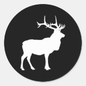 Elk Silhouette Ronde Sticker (Voorkant)