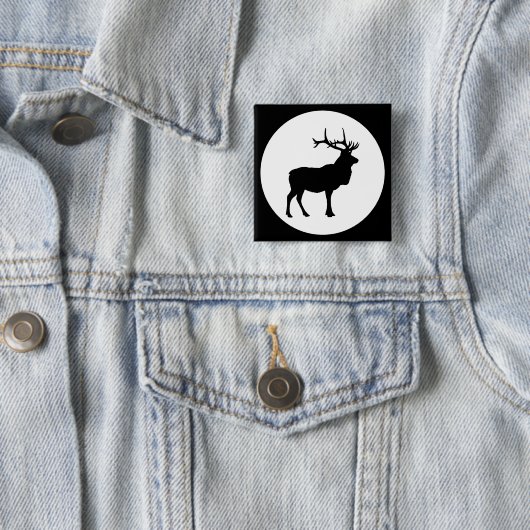 Elk Silhouette Vierkante Button 5,1 Cm (In situ)