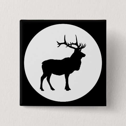 Elk Silhouette Vierkante Button 5,1 Cm (Voorkant)