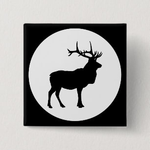 Elk Silhouette Vierkante Button 5,1 Cm