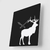 Elk Silhouette Vierkante Klok (Hoek)