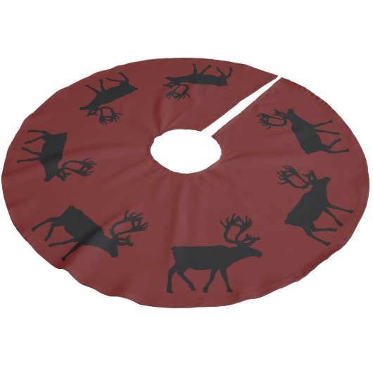 Elk Silhouettes rond de rand,  kleur Kerstboom Rok (Gekanteld)