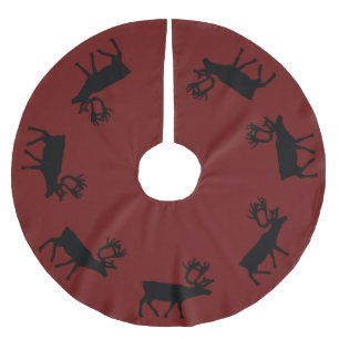 Elk Silhouettes rond de rand,  kleur Kerstboom Rok