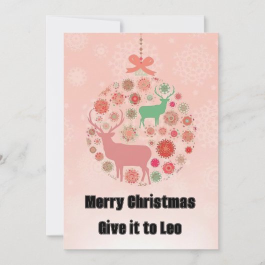 Elk sneeuwvlok silhouet hanger ring met roze doos kaart (Voorkant)