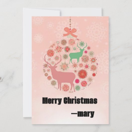 Elk sneeuwvlok silhouet hanger ring met roze doos kaart (Achterkant)