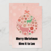 Elk sneeuwvlok silhouet hanger ring met roze doos kaart (Voorkant / Achterkant)