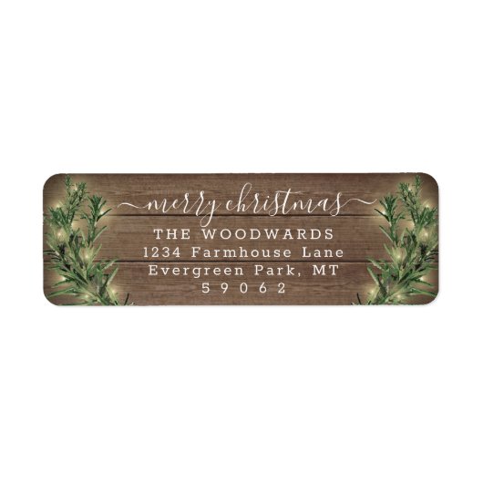 Elk tekstkerstlampje en retouradres etiket (Voorkant)