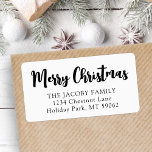Elk tekstscript Merry Christmas Return Adres Etiket<br><div class="desc">Voeg een stijlvolle finishing touch toe aan de enveloppen van de vakantiepas met moderne zwart-witte adreslabels. Alle tekst op deze sjabloon Prettige feestdagen is eenvoudig te personaliseren met elke formulering, zoals Vrolijk kerstfeest, Seizoenen, Groeten of Gelukkig Nieuwjaar. Wijzig de begroeting desgewenst in jouw naam en gebruik de rest alleen voor...</div>