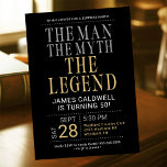 Elk tijdperk Het Man De mythe De Legende Verrassin Kaart<br><div class="desc">Deze fantastische zwarte mannen Man-uitnodiging voor een verjaardagsfeestje met de tekst "The Myth The Legend" in een klassiek zilveren en gouden lettertype zou ideaal zijn om mensen te vragen om mee te doen terwijl je het man in je leven viert. U kiest de leeftijd waarop u zich aanpast met de...</div>